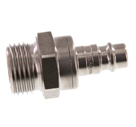 RVS DN 7.2 (Euro) Luchtkoppeling Insteeknippel G 1/2 inch Buitendraad Double Shut-Off