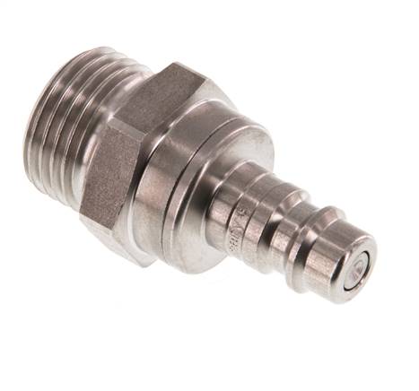 RVS DN 7.2 (Euro) Luchtkoppeling Insteeknippel G 1/2 inch Buitendraad Double Shut-Off