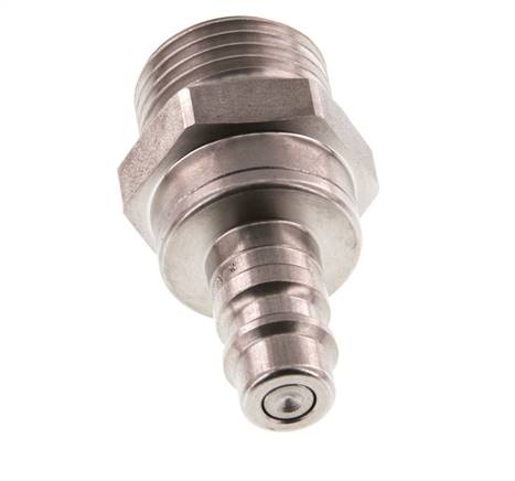 RVS DN 7.2 (Euro) Luchtkoppeling Insteeknippel G 1/2 inch Buitendraad Double Shut-Off