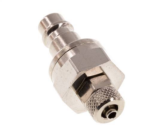 Vernikkeld Messing DN 7.2 (Euro) Luchtkoppeling Insteeknippel 4x6 mm Push-On Double Shut-Off