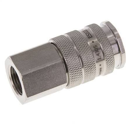 RVS DN 10 Luchtkoppeling Snelkoppeling G 3/8 inch Binnendraad Double Shut-Off