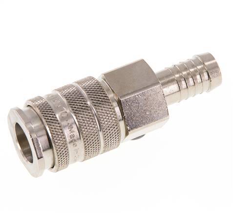 Nickel-plated Brass DN 10 Air Coupling Socket 13 mm Hose Pillar Double Shut-Off