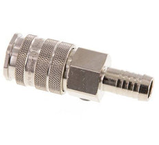 Nickel-plated Brass DN 10 Air Coupling Socket 13 mm Hose Pillar Double Shut-Off