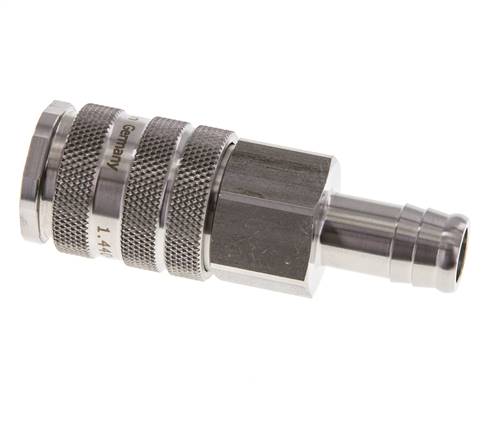RVS 316L DN 10 Luchtkoppeling Snelkoppeling 19 mm Slangpilaar