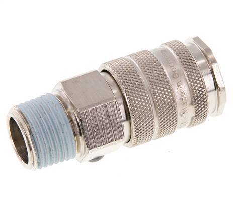 Nickel-plated Brass DN 10 Air Coupling Socket R 1/2 inch Male Double Shut-Off