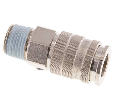 Nickel-plated Brass DN 10 Air Coupling Socket R 1/2 inch Male Double Shut-Off