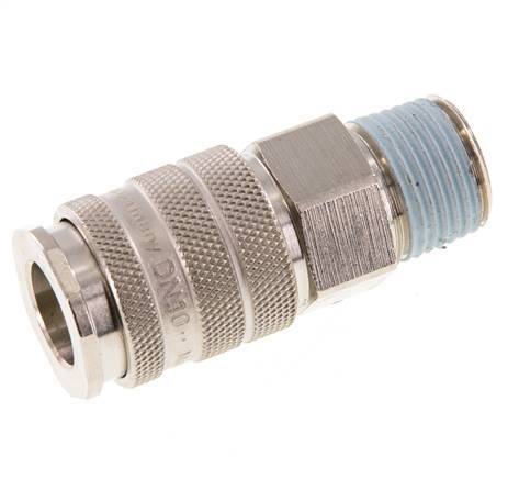 Nickel-plated Brass DN 10 Air Coupling Socket R 1/2 inch Male Double Shut-Off