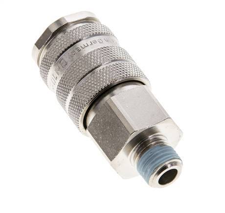 Nickel-plated Brass DN 10 Air Coupling Socket R 1/4 inch Male Double Shut-Off