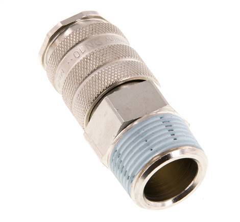 Nickel-plated Brass DN 10 Air Coupling Socket R 3/4 inch Male Double Shut-Off