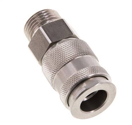 RVS DN 10 Luchtkoppeling Snelkoppeling G 1/2 inch Buitendraad Double Shut-Off