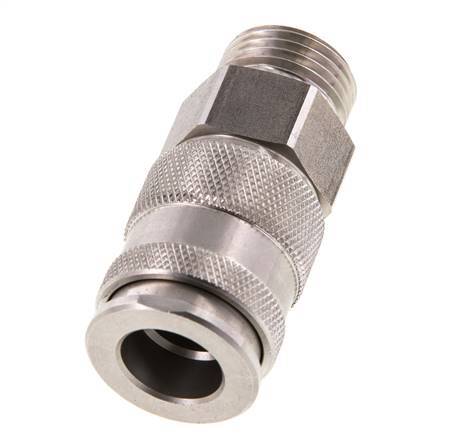 RVS DN 10 Luchtkoppeling Snelkoppeling G 1/2 inch Buitendraad Double Shut-Off