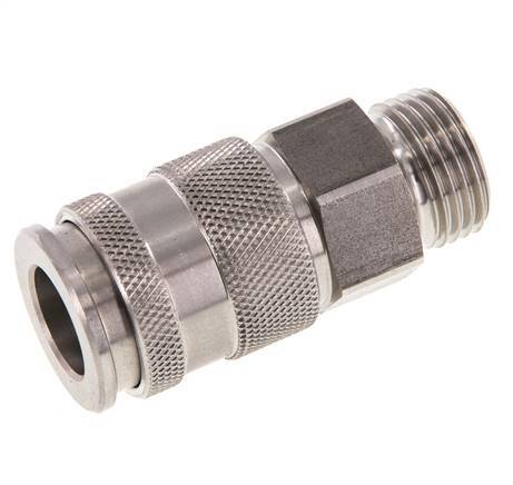 RVS DN 10 Luchtkoppeling Snelkoppeling G 1/2 inch Buitendraad Double Shut-Off