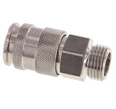 RVS DN 10 Luchtkoppeling Snelkoppeling G 1/2 inch Buitendraad Double Shut-Off