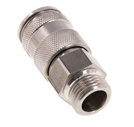 RVS DN 10 Luchtkoppeling Snelkoppeling G 1/2 inch Buitendraad Double Shut-Off
