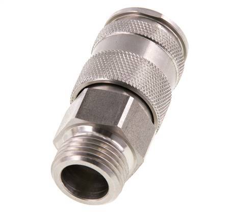 RVS DN 10 Luchtkoppeling Snelkoppeling G 1/2 inch Buitendraad Double Shut-Off