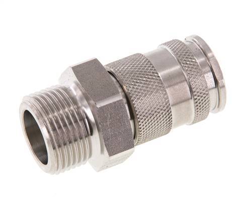 RVS DN 10 Luchtkoppeling Snelkoppeling G 3/4 inch Buitendraad Double Shut-Off