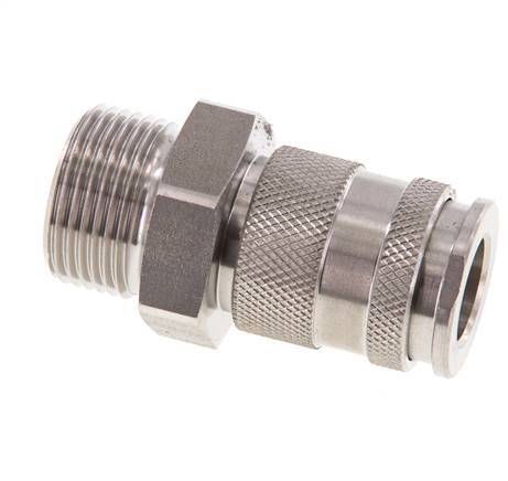 RVS DN 10 Luchtkoppeling Snelkoppeling G 3/4 inch Buitendraad Double Shut-Off