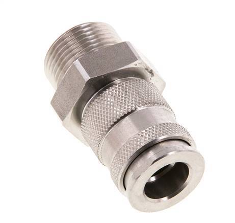 RVS DN 10 Luchtkoppeling Snelkoppeling G 3/4 inch Buitendraad Double Shut-Off