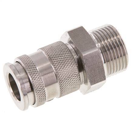 RVS DN 10 Luchtkoppeling Snelkoppeling G 3/4 inch Buitendraad Double Shut-Off