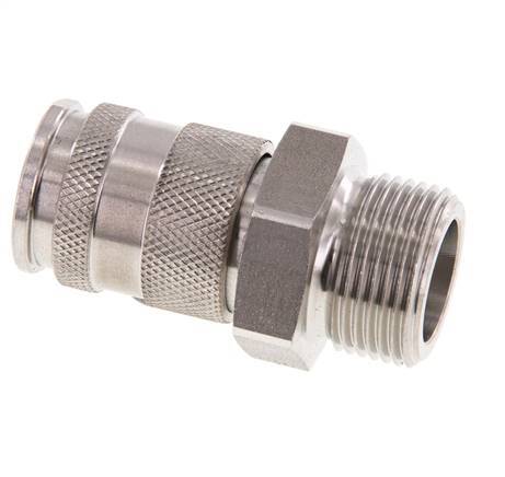 RVS DN 10 Luchtkoppeling Snelkoppeling G 3/4 inch Buitendraad Double Shut-Off