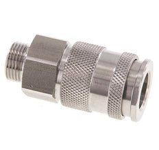 RVS DN 10 Luchtkoppeling Snelkoppeling G 3/8 inch Buitendraad Double Shut-Off