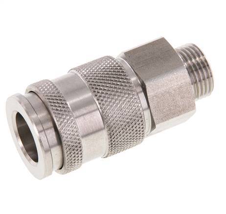 RVS DN 10 Luchtkoppeling Snelkoppeling G 3/8 inch Buitendraad Double Shut-Off
