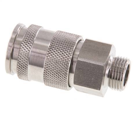 RVS DN 10 Luchtkoppeling Snelkoppeling G 3/8 inch Buitendraad Double Shut-Off