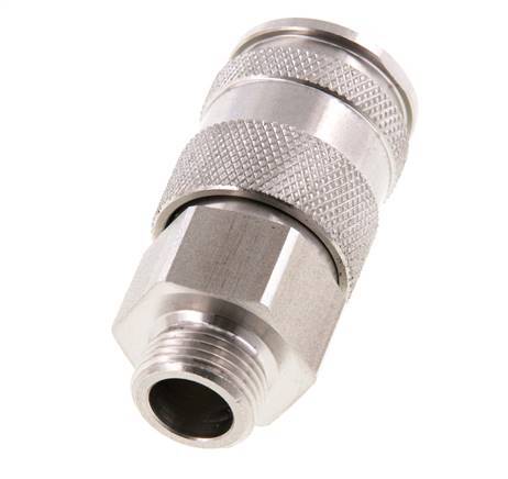 RVS DN 10 Luchtkoppeling Snelkoppeling G 3/8 inch Buitendraad Double Shut-Off