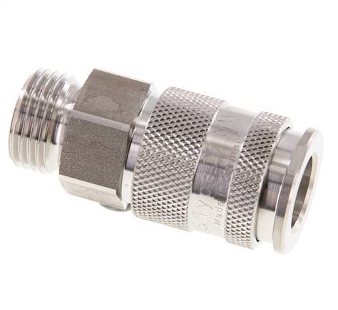 RVS 316L DN 10 Luchtkoppeling Snelkoppeling G 1/2 inch Buitendraad Double Shut-Off