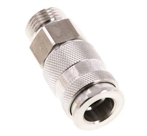 RVS 316L DN 10 Luchtkoppeling Snelkoppeling G 1/2 inch Buitendraad Double Shut-Off