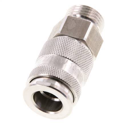 RVS 316L DN 10 Luchtkoppeling Snelkoppeling G 1/2 inch Buitendraad Double Shut-Off