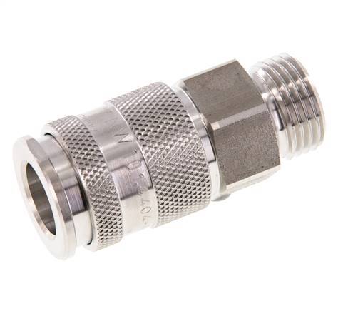RVS 316L DN 10 Luchtkoppeling Snelkoppeling G 1/2 inch Buitendraad Double Shut-Off