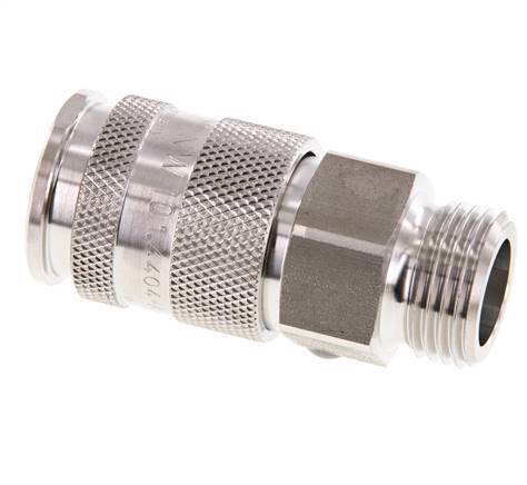 RVS 316L DN 10 Luchtkoppeling Snelkoppeling G 1/2 inch Buitendraad Double Shut-Off