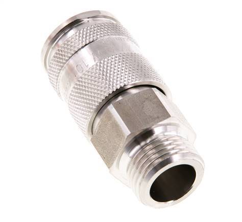 RVS 316L DN 10 Luchtkoppeling Snelkoppeling G 1/2 inch Buitendraad Double Shut-Off