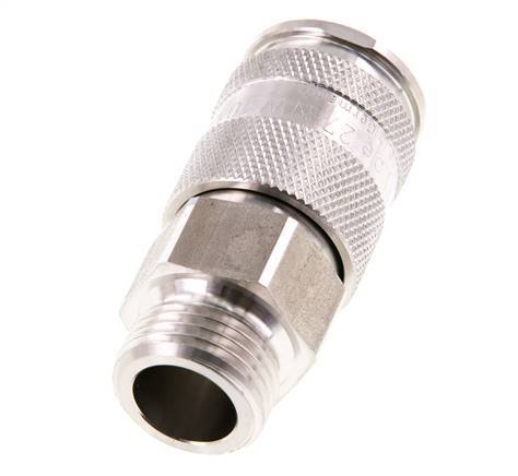 RVS 316L DN 10 Luchtkoppeling Snelkoppeling G 1/2 inch Buitendraad Double Shut-Off