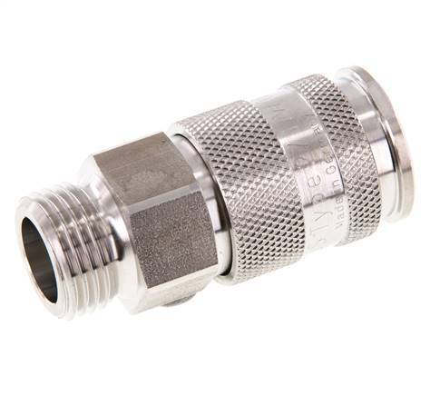 Stainless Steel 316L DN 10 Air Coupling Socket G 1/2 inch Male Double Shut-Off