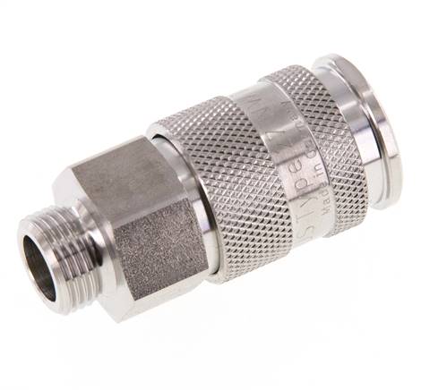 RVS 316L DN 10 Luchtkoppeling Snelkoppeling G 3/8 inch Buitendraad Double Shut-Off