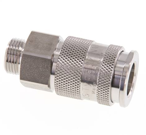RVS 316L DN 10 Luchtkoppeling Snelkoppeling G 3/8 inch Buitendraad Double Shut-Off