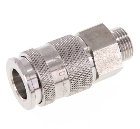 RVS 316L DN 10 Luchtkoppeling Snelkoppeling G 3/8 inch Buitendraad Double Shut-Off