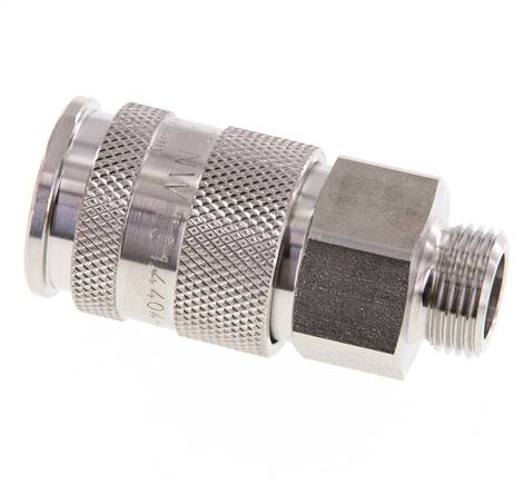 RVS 316L DN 10 Luchtkoppeling Snelkoppeling G 3/8 inch Buitendraad Double Shut-Off