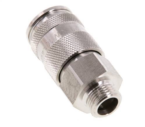 Stainless Steel 316L DN 10 Air Coupling Socket G 3/8 inch Male Double Shut-Off