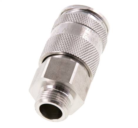 RVS 316L DN 10 Luchtkoppeling Snelkoppeling G 3/8 inch Buitendraad Double Shut-Off
