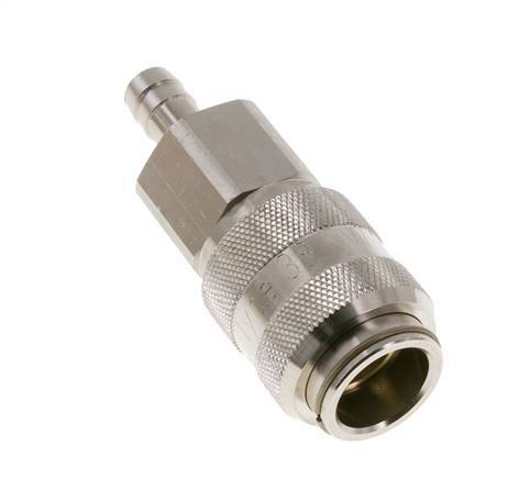 Nickel-plated Brass DN 15 Air Coupling Socket 13 mm Hose Pillar Double Shut-Off