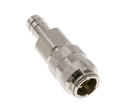 Nickel-plated Brass DN 15 Air Coupling Socket 19 mm Hose Pillar Double Shut-Off