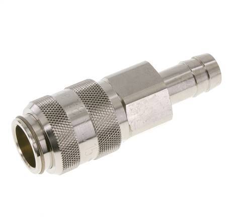 Nickel-plated Brass DN 15 Air Coupling Socket 19 mm Hose Pillar Double Shut-Off