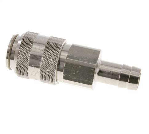 Nickel-plated Brass DN 15 Air Coupling Socket 19 mm Hose Pillar Double Shut-Off