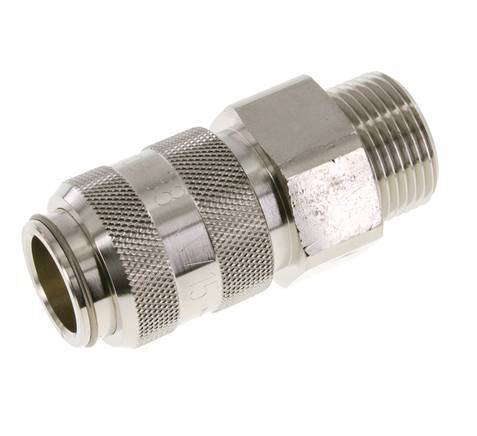 Nickel-plated Brass DN 15 Air Coupling Socket G 1 inch Male Double Shut-Off