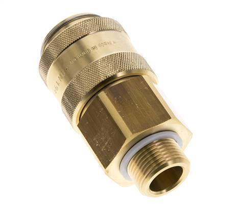 Brass DN 19 Air Coupling Socket G 3/4 inch Male Double Shut-Off