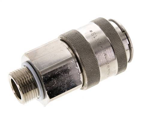 Nickel-plated Brass DN 19 Air Coupling Socket G 3/4 inch Male Double Shut-Off