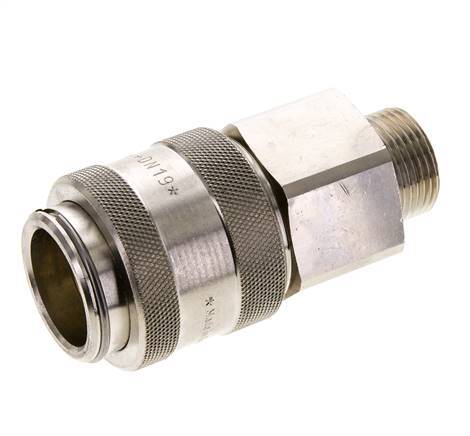 Nickel-plated Brass DN 19 Air Coupling Socket G 3/4 inch Male Double Shut-Off